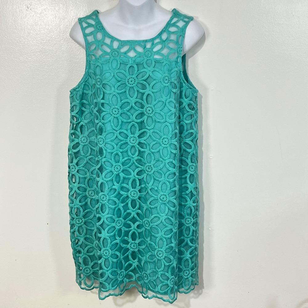 Mudpie Petal Shift Dress in Jade Mint Women's Size Medium‎ NEW